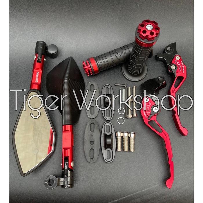 Aksesories Motor Paketan 3in1 Spion V2 Handgrip Jalu CNC Dan Handle Stelan CNC Nmax Beat Vario Scoop