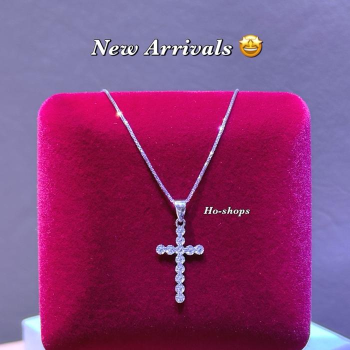 Kalung Italy Santa + Liontin Salib Mas Putih Kadar 750 Asli Emas