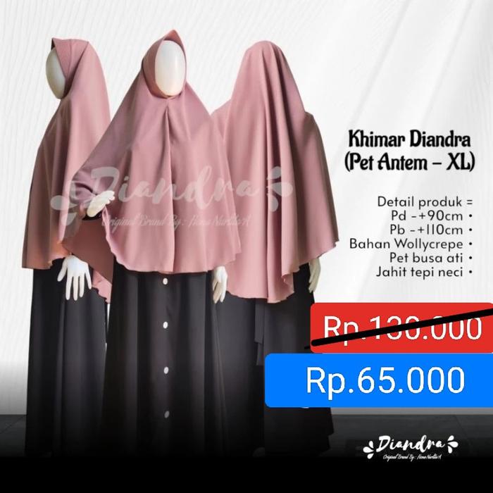 DIANDRA HIJAB KHIMAR Syar'i Wollycrepe Pet Antem XL Murah Bisa COD