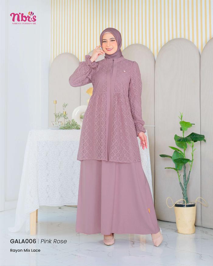 NIBRAS GALA 006 GAMIS BROKAT MODEL KEKINIAN GAMIS LEBARAN MODEL SIMPLE GALA 006