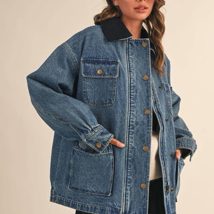 ETALASE 2 || Jaket Denim Vintage Pria Wanita Anak Desain Korea Warna Biru Hitam Putih Merah Cream Co