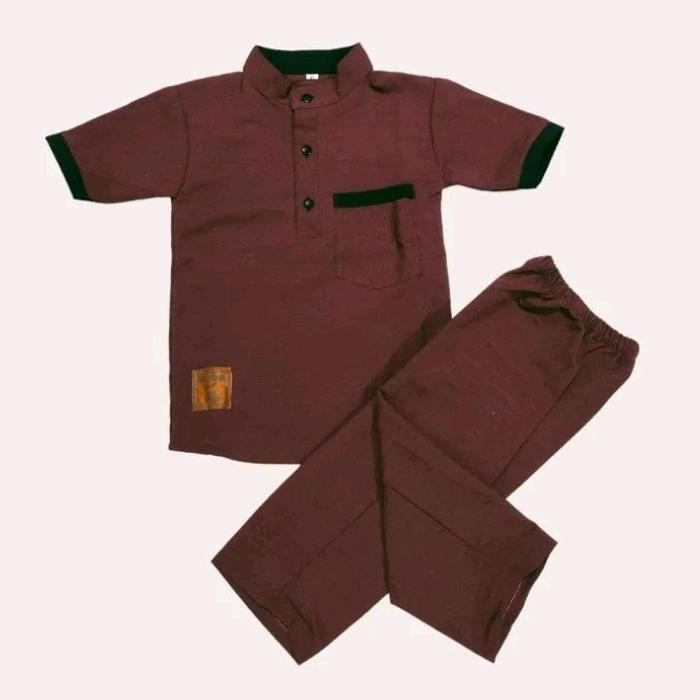 Setelan Baju Koko Anak Laki Laki Lengan Pendek Kurta et Premium Usia 2 3 4 5 Tahun