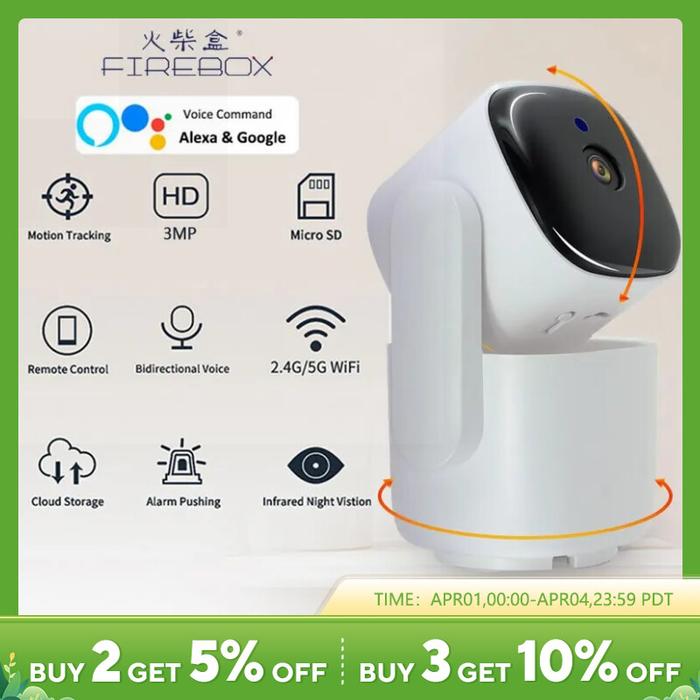 Kamera CCTV 5G FHD 3MP WiFi, kamera IP nirkabel keamanan rumah