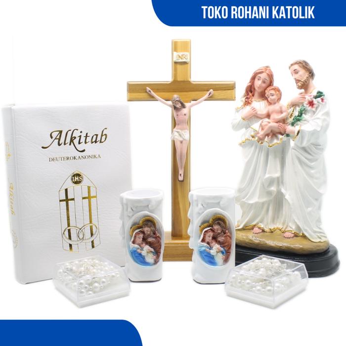 PAKET WEDDING KATOLIK 25 CM HANTARAN PERNIKAHAN KATOLIK SESERAHAN PERNIKAHAN PATUNG KELUARGA KUDU