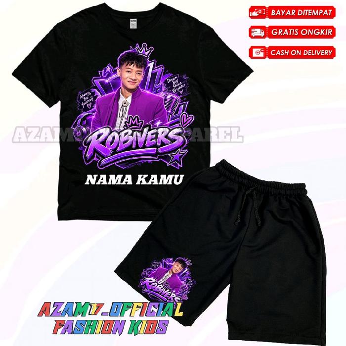 (BISA COD) Setelan Kaos Celana Pendek Anak Robivers D Academy Free Nama / Setelan Kaos Boardshort An