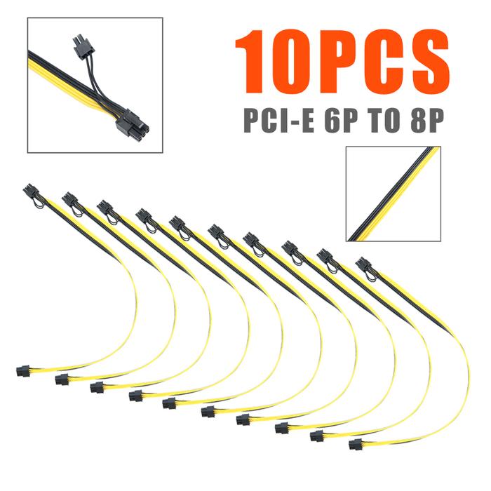 For PC Computer 10pc 18AWG Mining Copper Power Cord Durable 6-pin to