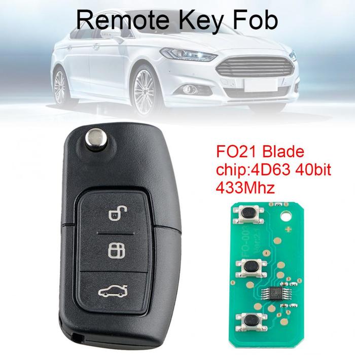 433 MHZ 3 Tombol Remote Mobil Kunci dengan 4D63 40Bit Chip dan FO21