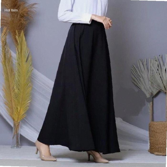 ROK KERJA WANITA PANJANG ROK A PINGGANG KARET ROK HITAM PANJANG | Hot Item