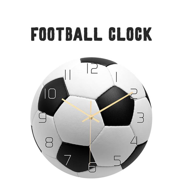 Black And White Football Ball Printed Wall Clock For Boys Living Room