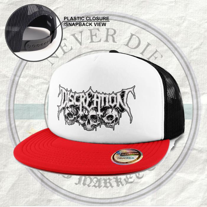 DISCREATION SNAPBACK TOPI BAND METAL TOPI JARING PRIA TOPI DISTRO TOPI METAL SNAPBACK DISTRO Aksesor