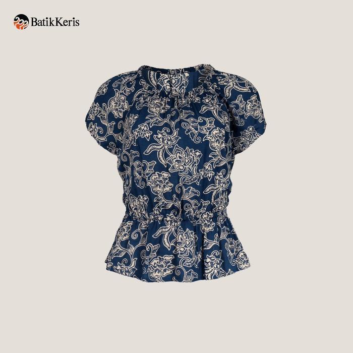 Batik Keris Blouse Batik Cap Wanita Lengan Pendek Motif Sulur Asri