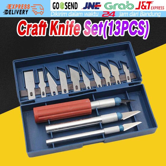 13 in 1 Pisau Ukir Seni Pahat Pisau Sayat Bonsai Kelapa Set DIY Crafting Art Knife with 3 Handle