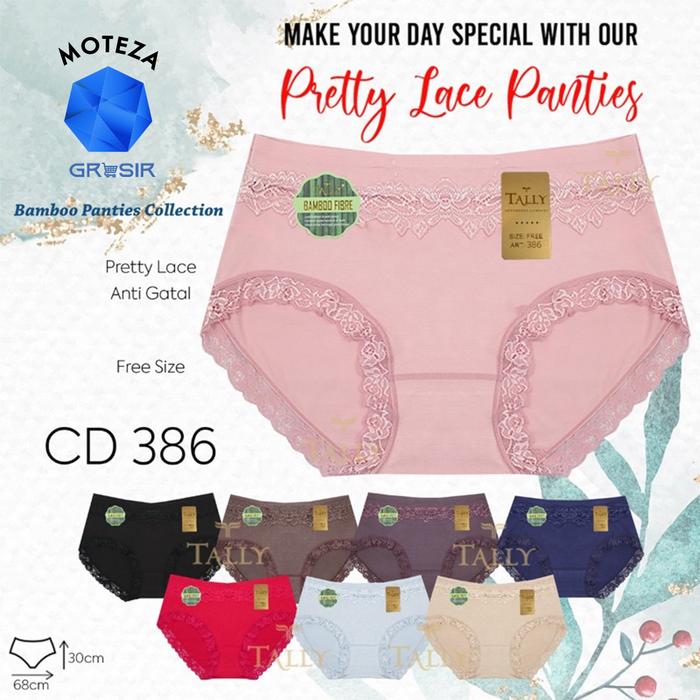 Moteza Grosir Isi 3 ; 6 Pcs - Tally 386 CD Celana Dalam Wanita Jumbo Big Size | Katun Bamboo Renda