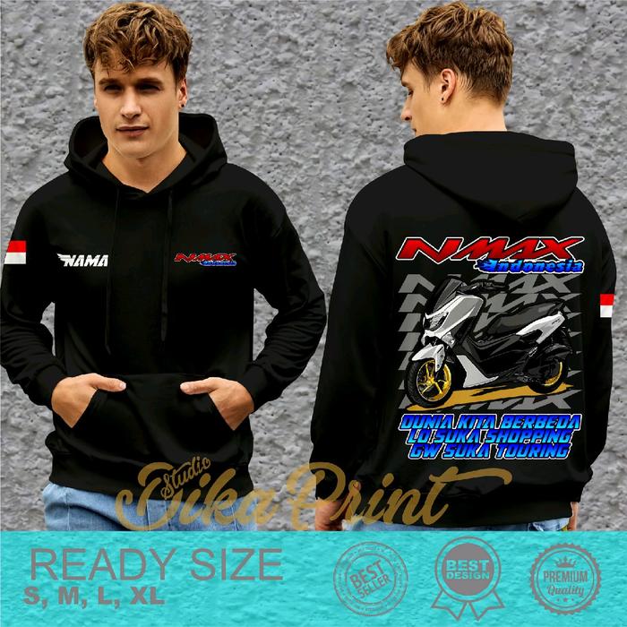Jaket Hoodie Motor NMAX Indonesia untuk Pria dan Wanita Distro Bahan Nyaman - Cotton Fleece 100% Ori