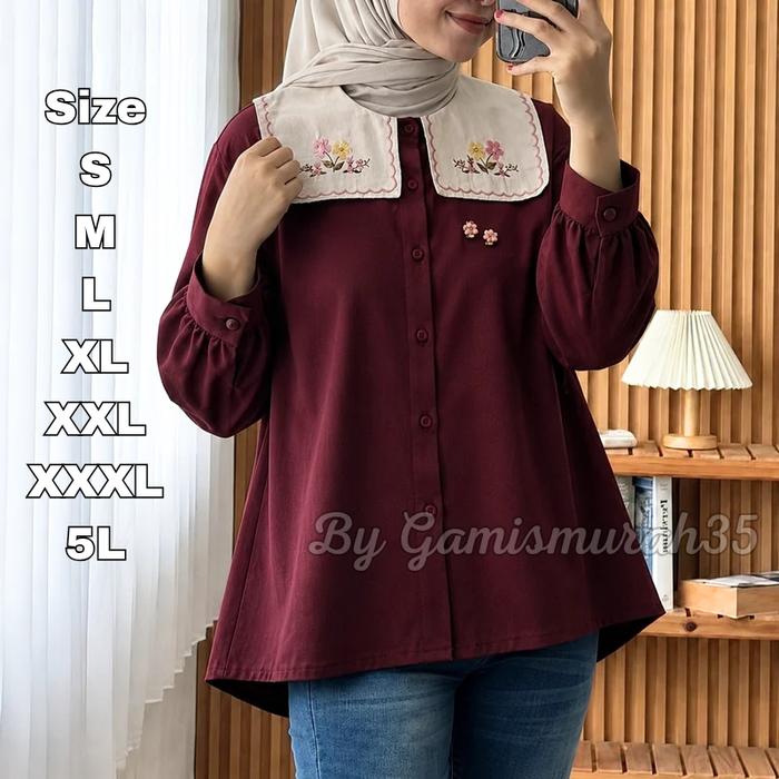 Monicha Blouse Wanita Size S M L XL XXL 3XL 5L - Atasan Wanita Terbaru Korean Style Jumbo Busui - Bl
