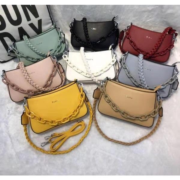 BJ72093 (TULISAN FASHION) - BLACK/GREEN/PINK/RED/YELLOW - TAS SLEMPANG JINJING TOTEBAG HANDBAG TALI