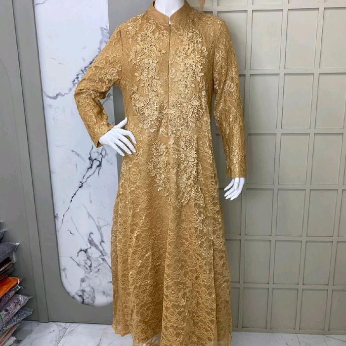 Angelina gamis brukat tozzo mocca dewasa