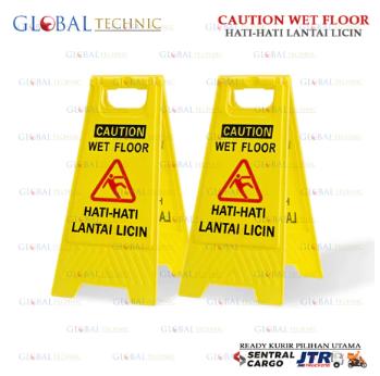 Caution Wet Floor Warning Sign Board / Papan Peringatan Lantai Licin