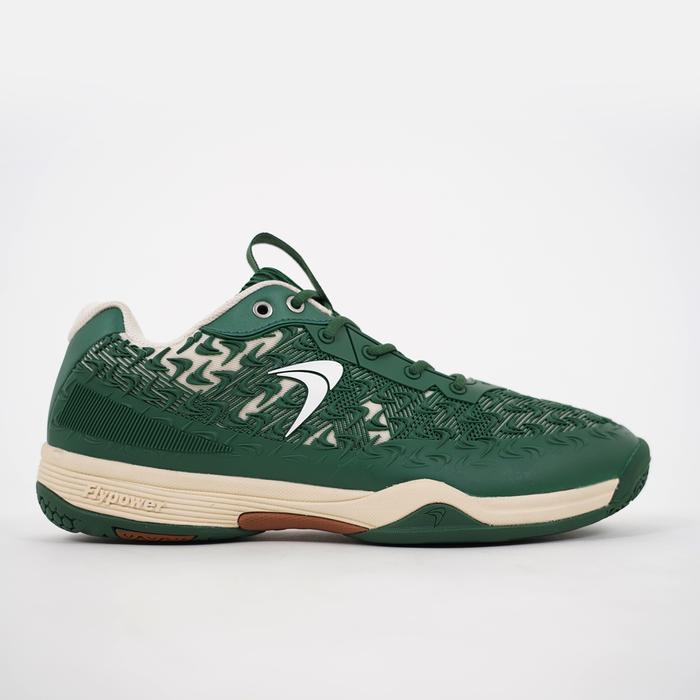 Flypower New Dieng Sepatu Olahraga Badminton Pria dan Wanita Dark Green / Off White / Brown