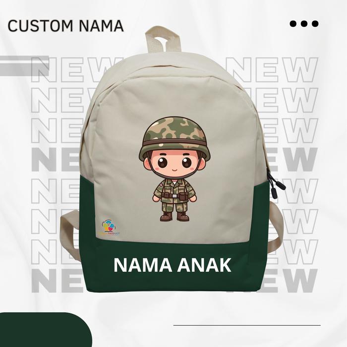 tas ransel Backpack anak tentara-gratis nama