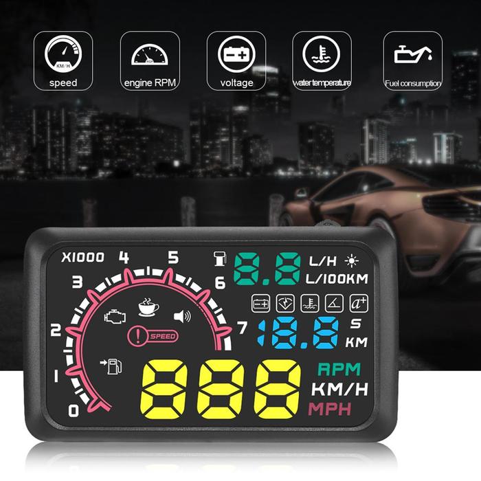 Proyektor Otomatis Layar Hud OBD2 Speedometer Komputer Tampilan