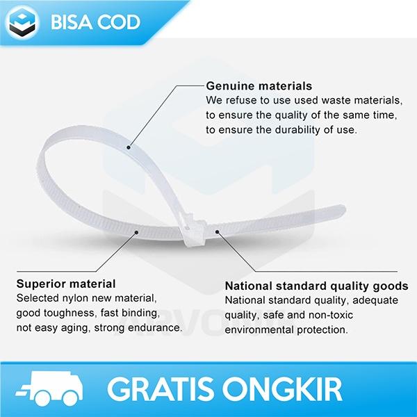 KABEL ORGANIZER REUSABLE KABEL TIES ZIPPER 100 PCS TALI PENGAIT NILON