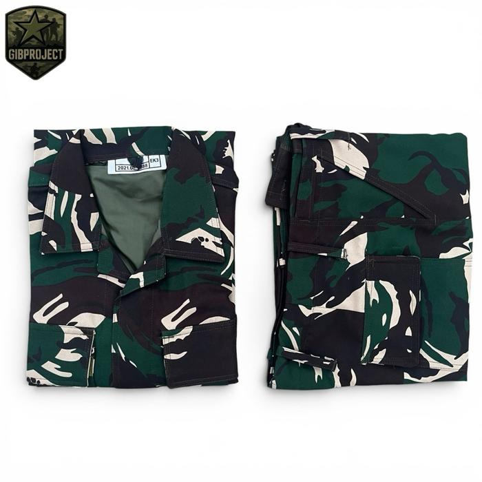 Setelan seragam Baju PDL TNI Loreng Malvinas Sritex Premium Velbed Wol Full Puring Resleting & Perek