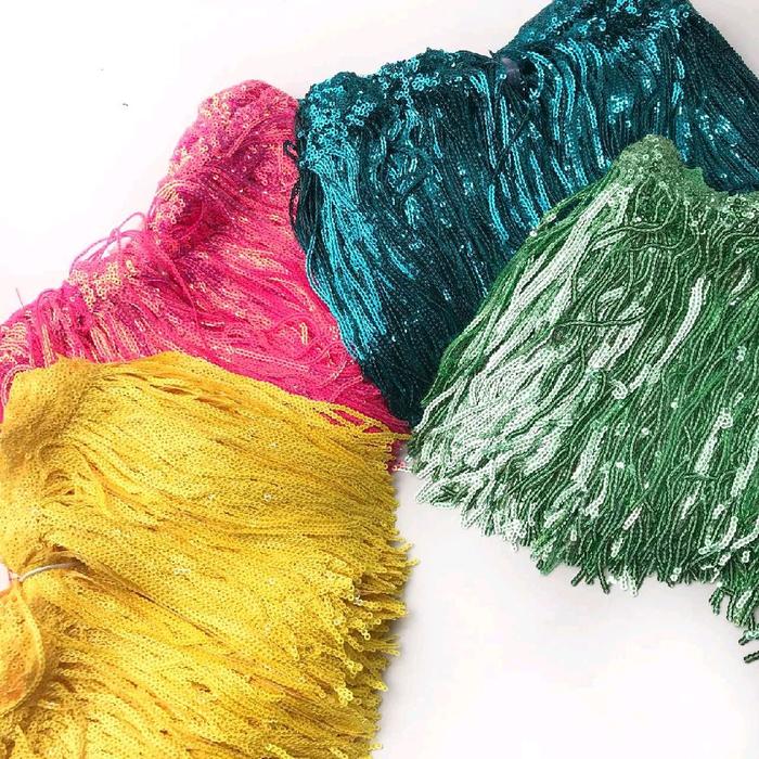 1 YARD - RENDA RUMBAI PAYET / RENDA JUNTAI / RENDA FULL PAYET / RENDA RUMBAI BELLY DANCE / FRINGED R