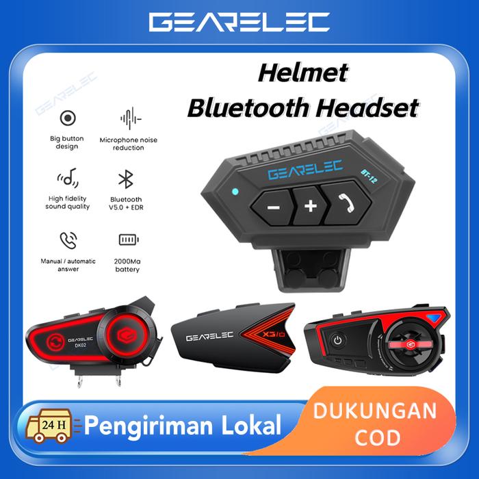 BT12  Bluetooth 5.0 Helm Headset/Helm intercom Tahan Air dengan Baterai 800mAh/2000mAh NOT intercom