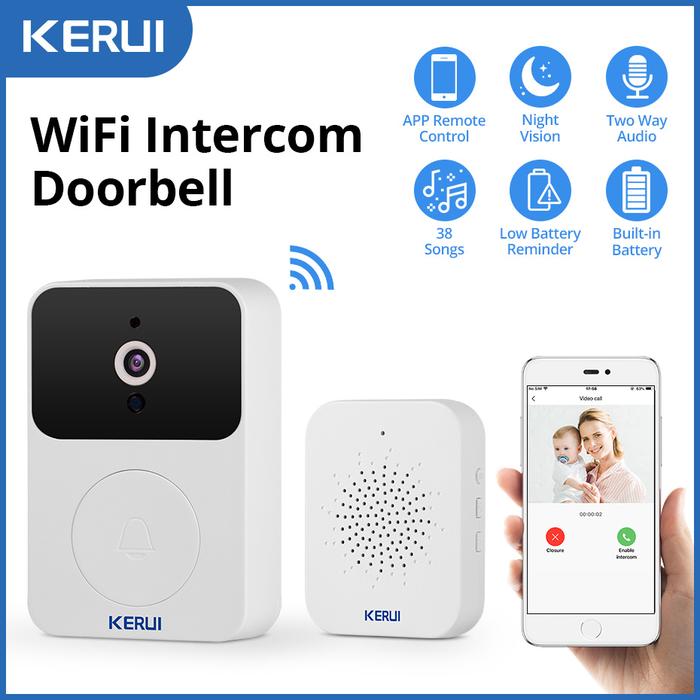 KERUI Wireless Doorbell Wifi Intercom Video Doorbell Wireless