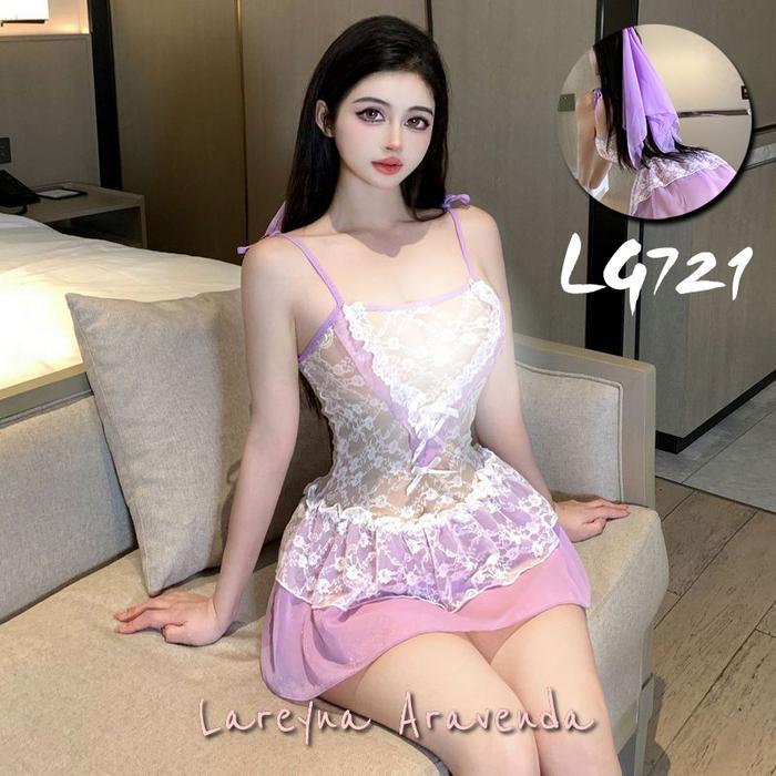 COD Set Lingerie Menggoda Kostum Cosplay Pengantin Ungu LG721