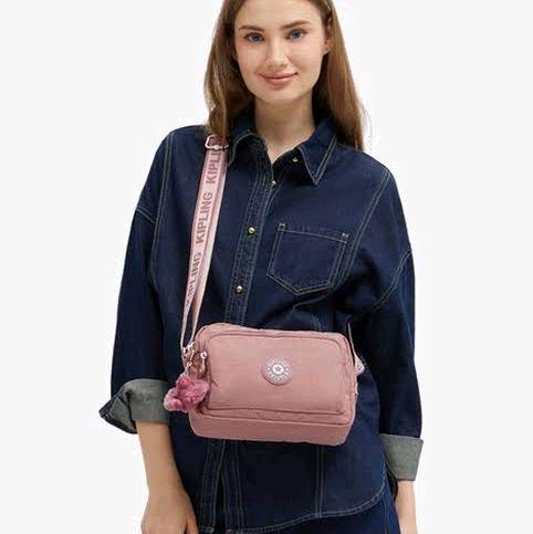 Tas selempang Kipling wanita original - Abanu Zip in glorious pink