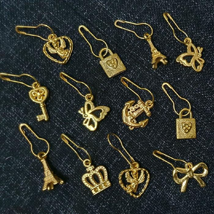 PENITI JILBAB Multifungsi Anting Jilbab Pin Hijab Desain Unik Variasi Motif Elegan Serbaguna Set 12 
