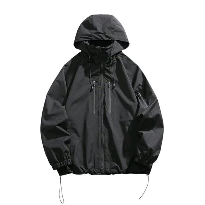 Parasut windbreaker  waterproof Tebal Wanita - Hitam - Panjang, Distro, Casual, Unisex, Parka murah 