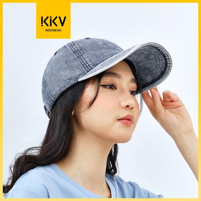 KKV Unisex wash old vintage Topi Baseball Cap Bisbol Washed Polos Pria Wanita/denim abu-abu