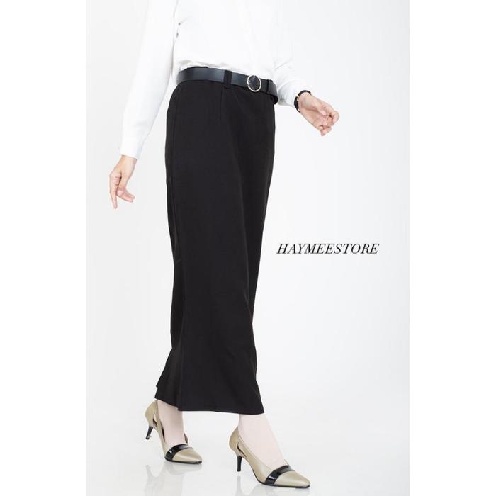 Haymeestore Rok Span Wiron Rok Kantor Biron Wanita Office Skirt Woman Formal Casual Fashion -Hitam