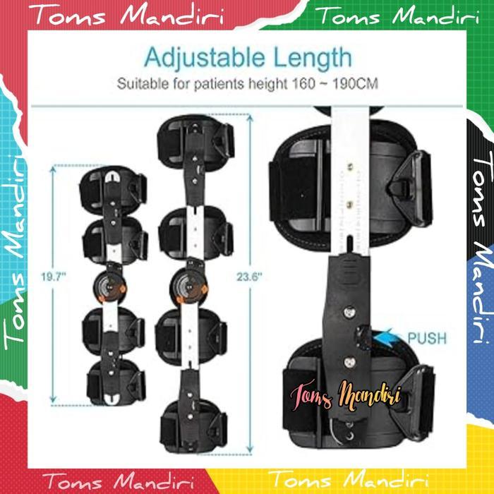 Adjustable Knee Brace With Rom Joint / Deker Penyangga Lutut Kaki Paska Operasi Aclpcl Arthroscopy /