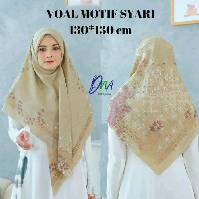 HIJAB SYAR'I SEGI4 DnA SERI BATIK-CREAM