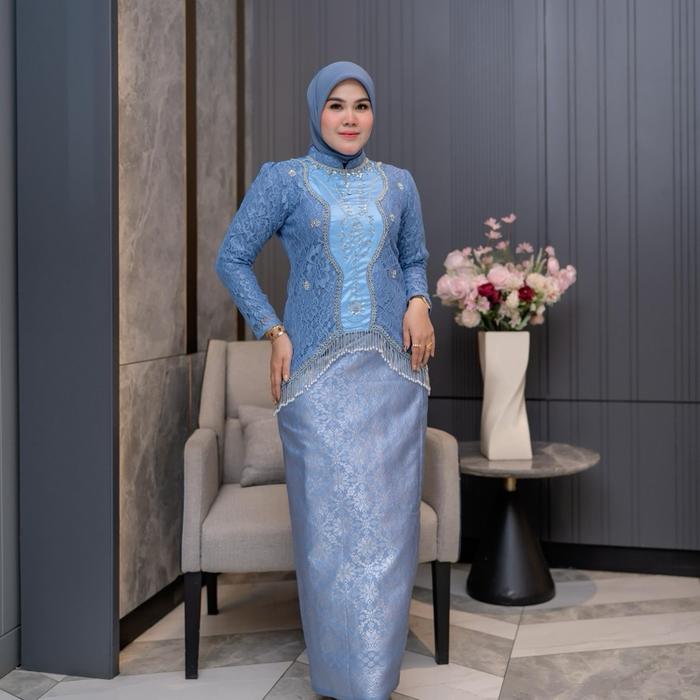 KEBAYA RONCE BROKAT PAYET FULL FURING Bahan Premium Motif Bunga Set Kebaya Rok Lilit Songket Palemba