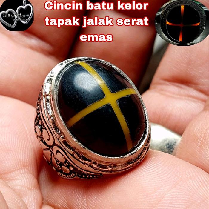 Cincin batu kelor tapak jalak serat emas