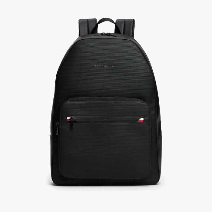 Tommy Hilfiger Th Corporate Textured Dome Backpack / Tas Ransel / Black