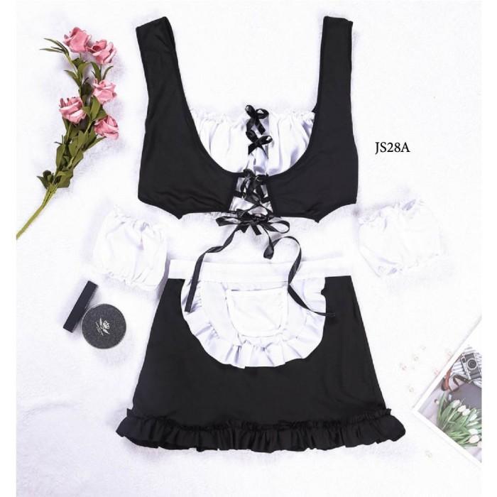 EG564 Cosplay Maid Wanita Baju Cosplay Pelayan Sexy Lingerie Big Size JS28A - Hitam CUCI GUDANG