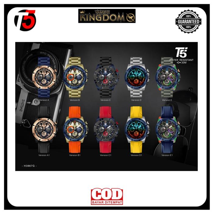 Jamtangan pria T5 H 3867G Original box set free strap Chronograph water resist include box