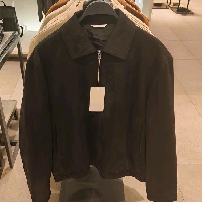 Jaket Zara Suede Pria Original Hitam