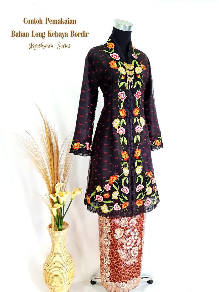 Bahan Long Kebaya Bordir Sutra Kaca Kebaya Panjang Keshwari Dress Organza
