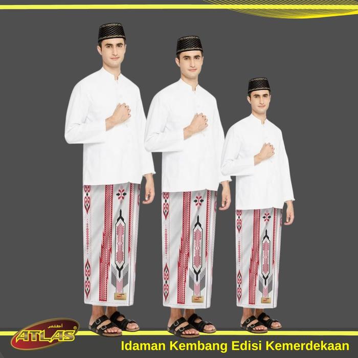 Sarung ATLAS Idaman Kembang Motif BHS SGF Edisi Merah Putih Kemerdekaan Kain Sarung Tenun untuk Musl