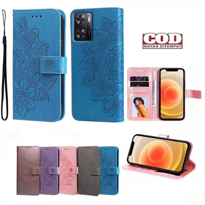 OPPO A57 4G/OPPO A77 4G/OPPO A77S 4G Leather Case Casing dompet Flip Motif Bunga matahari PU Dompet 