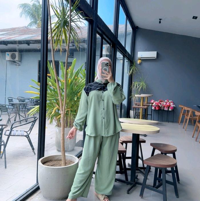 { FR } NEYSHA oneset cringkel airflow premium tebaru jumbo kekinian / setelan wanita terbaru cringke