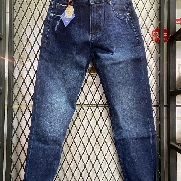 Celana jeans  panjang pria slim fit, Nudie original Lean Dean Dry Organik Denim salvadge Celana jean