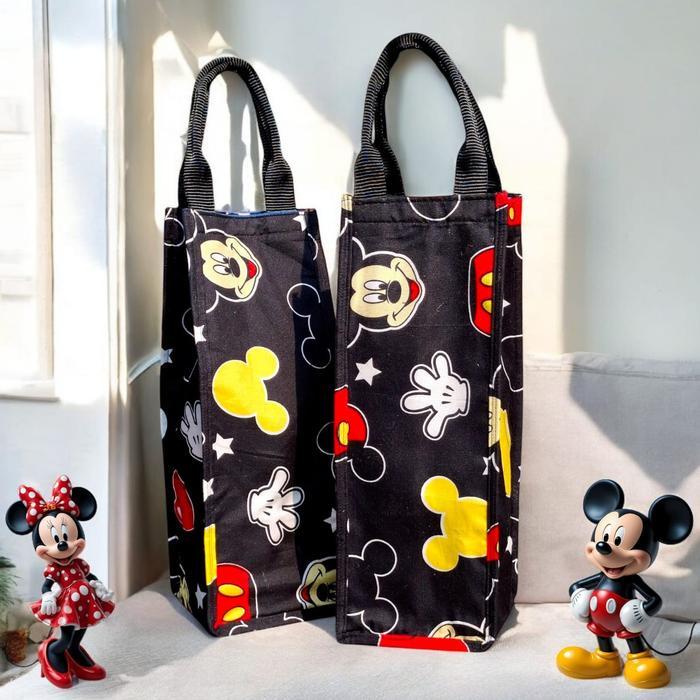 Tas Tumbler Mickey Mouse Ukuran 12 x 12 x 32 Cm - Tas Botol 2 Liter Motif Karakter Lucu